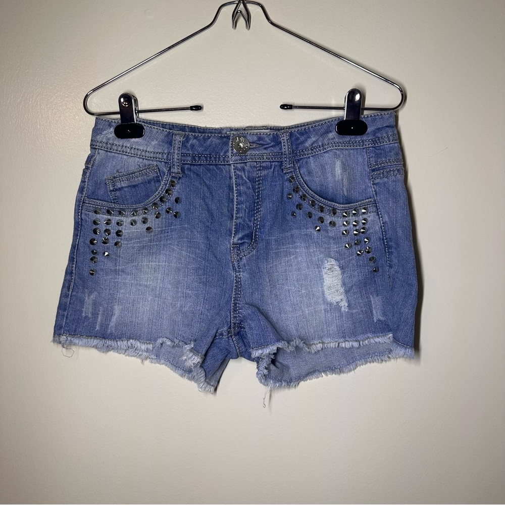 Jolt Blue Studded Jean Shorts